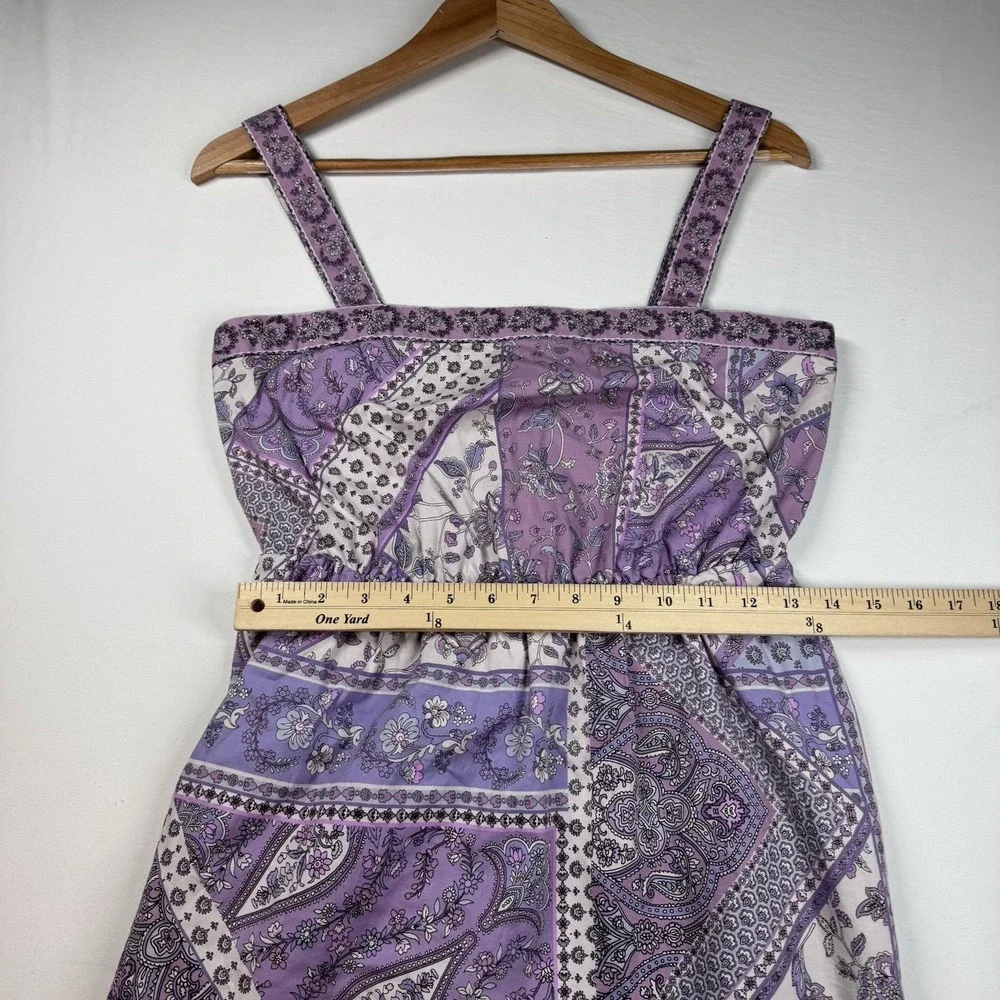 Laundry Shelli Segal Maxi Dress Sz 8 Purple Patchwork Cottage Boho Festival